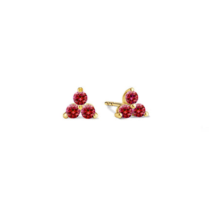 Gemstone Clover Studs Garnet