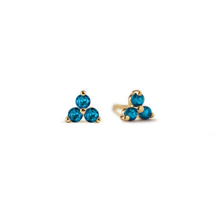 Gemstone Clover Studs Blue Zircon