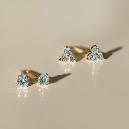 Gemstone Clover Studs Aquamarine