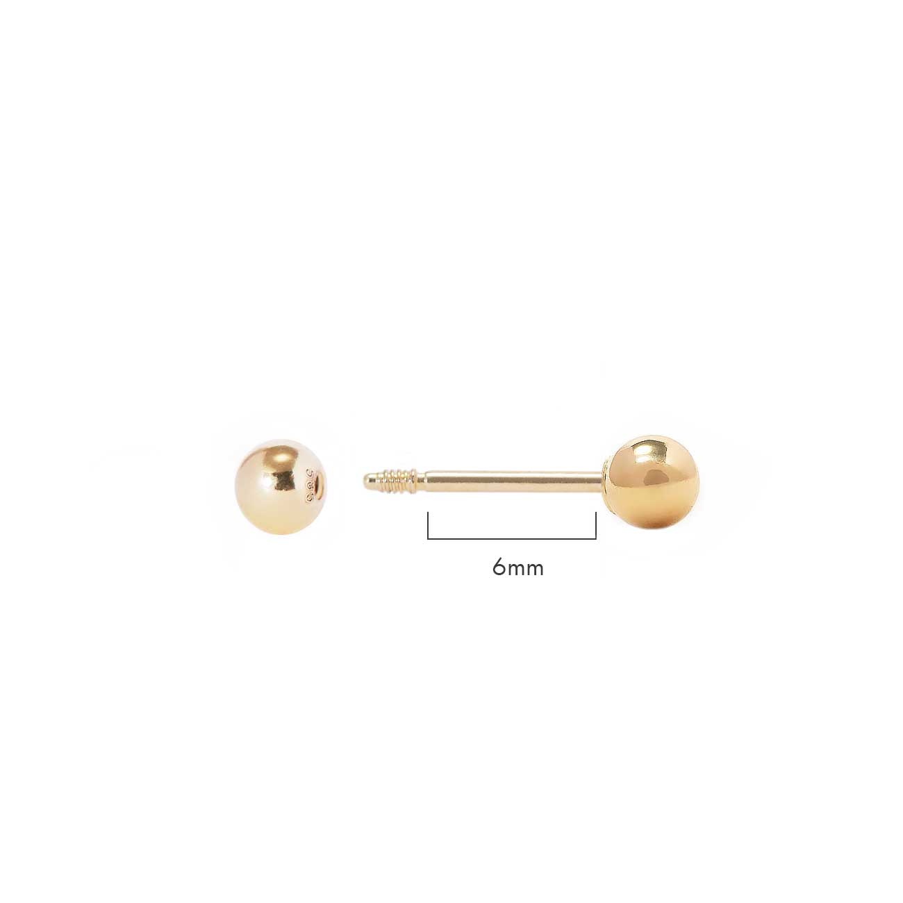 14K Gold Tiny Sphere Studs Meaasurement