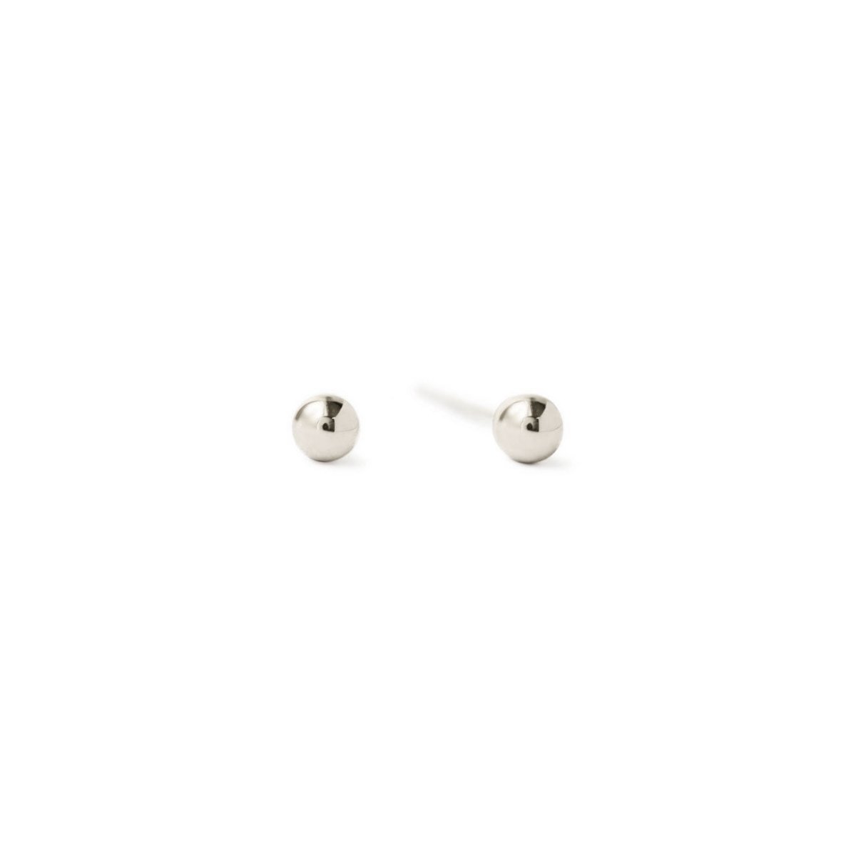 Tiny 14K White Gold Sphere Studs