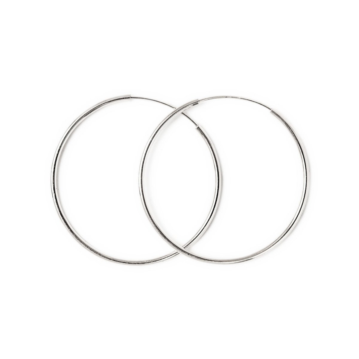 14K White Gold Thin Midi Hoops