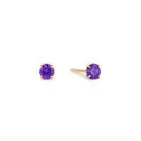 14K Gold Birthstone Tiny Studs Amethyst