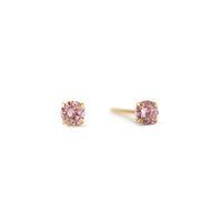 14K Solid Gold Birthstone Tiny Studs Pink