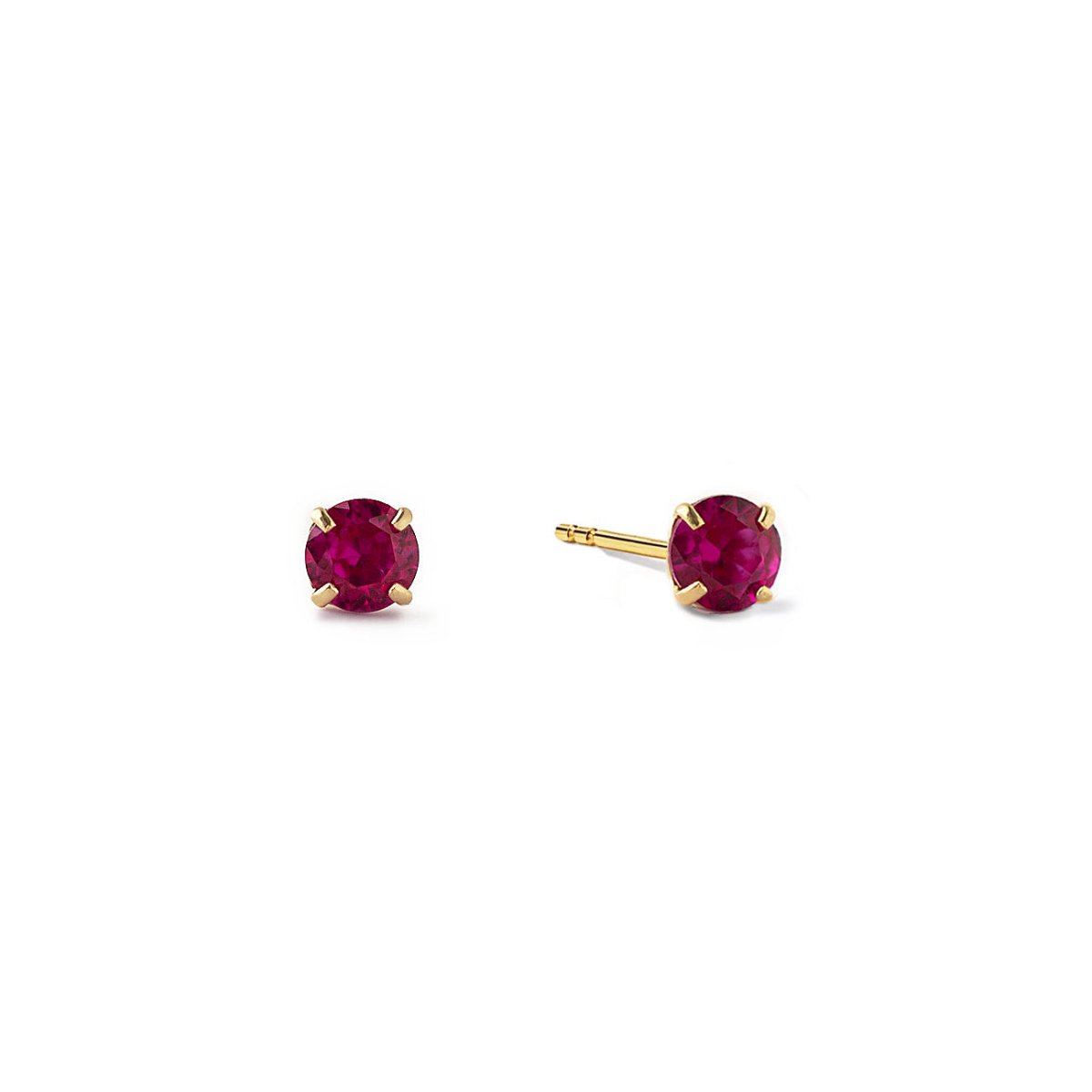 14K Gold Second Ear Piercing Studs, Birthstone Tiny Studs Ruby