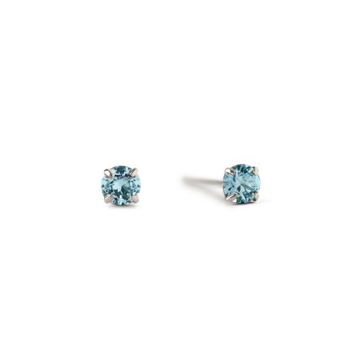 Birthstone Tiny Studs Blue Zircon