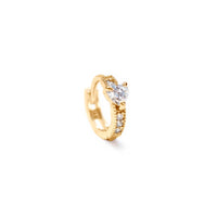 14K Gold Tiny Heart Huggie Hoop Earring