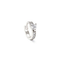 Sterling Silver Heart Huggie Hoop Earrings with CZ stones