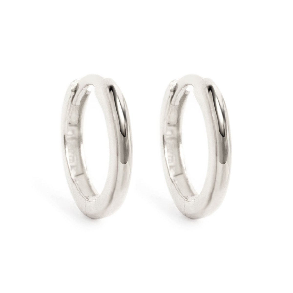 14K Solid White Gold Mini Hoops