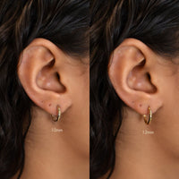 2 different sized 14K Solid Gold Mini Hoops