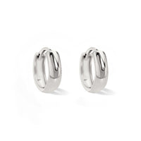 14K White Gold Boyfriend Huggie Earrings