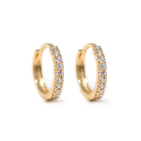 Thin Gold Vermeil Pave Huggie Hoops 