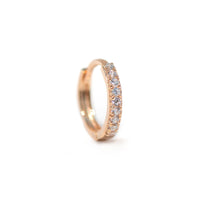 14K Rose Gold Single Thin Pave Huggie
