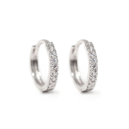 Thin Pave Huggie Hoops