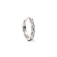 14K White Gold Single Thin Pave Huggie Moissanite Crystals