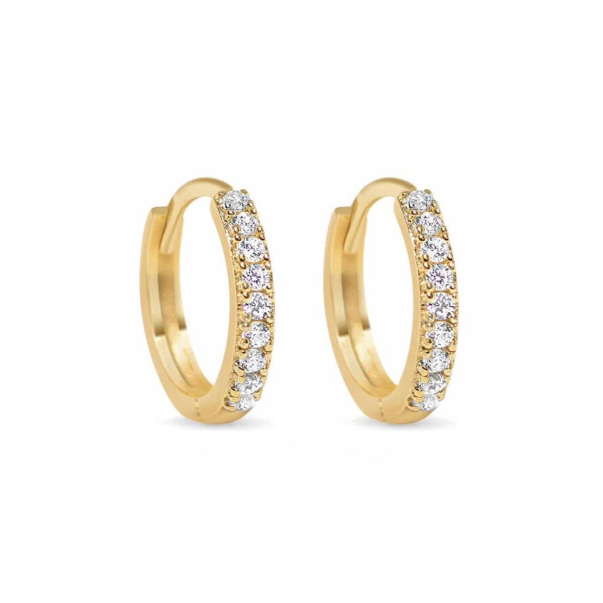 Thin Pavé Huggie Hoops 14K - 14K Gold / 6mm(0.25in)