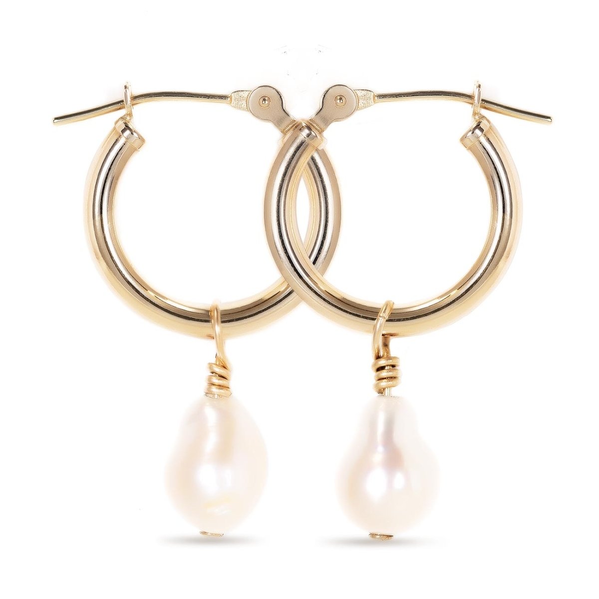 Pearl Drop Hoop Earrings