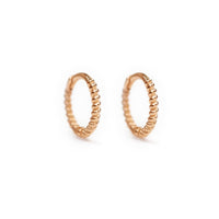 14K Rose Gold Small Rope Huggie Earrings