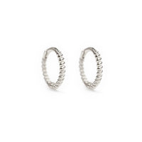 White Gold Texture Rope Huggie Hoop Earrings