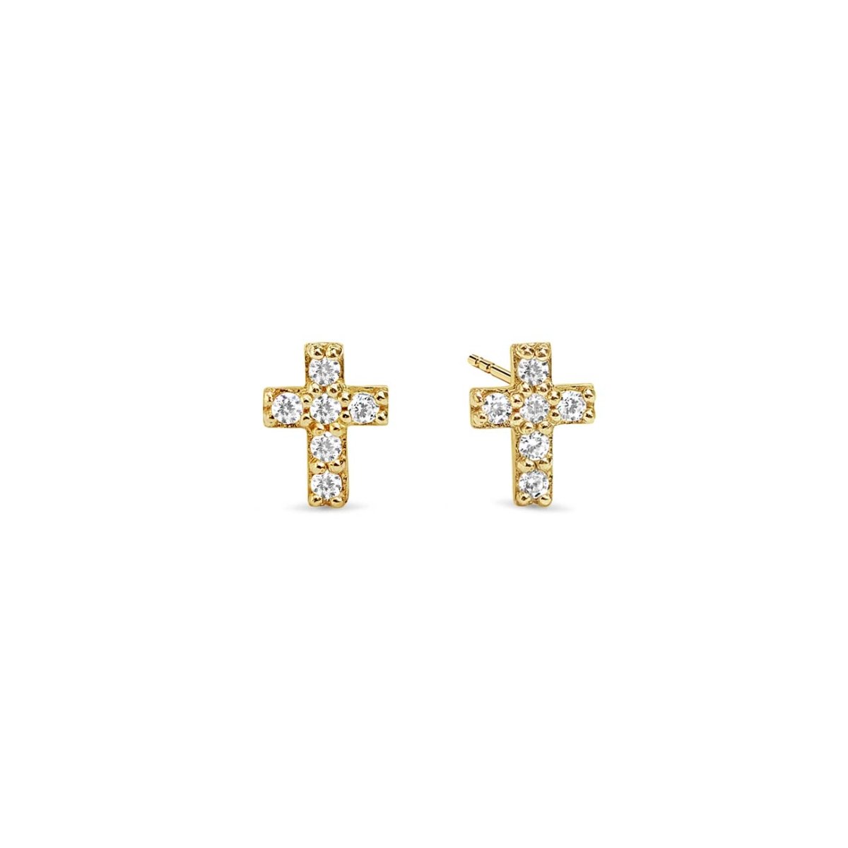 Tiny Pavé Cross Studs