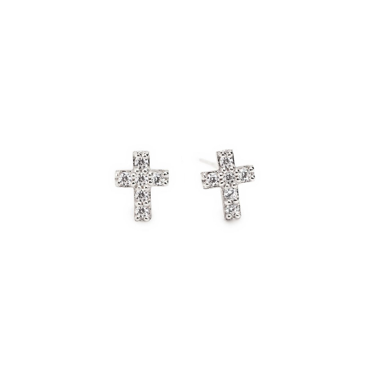 Tiny Pave Cross Studs