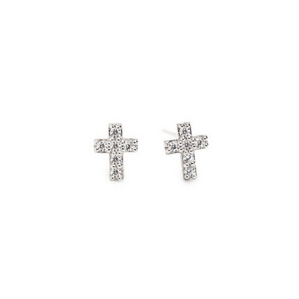 Tiny Pave Cross Studs