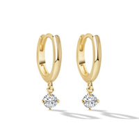 14K Gold Gemstone Dangle Huggies Moissanite