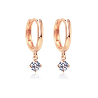 14K Rose Gold Pavé Dangle Huggie Earrings