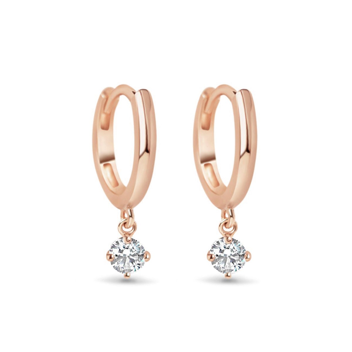 Pavé Dangle Huggie Earrings White Zirconia