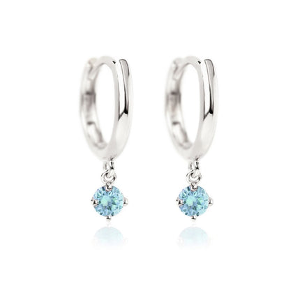 Gemstone Dangle Huggies Aquamarine