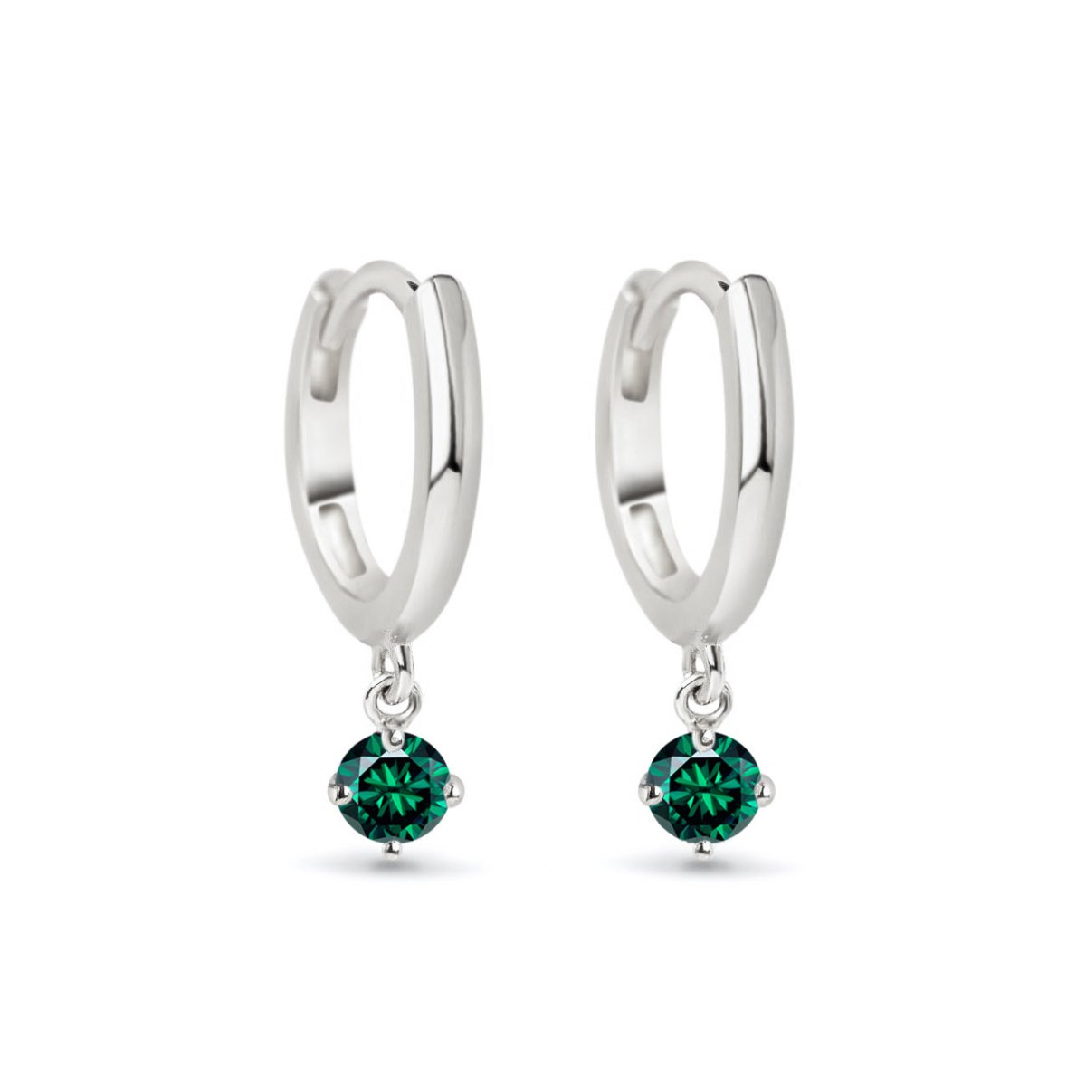 Gemstone Dangle Huggies Emerald