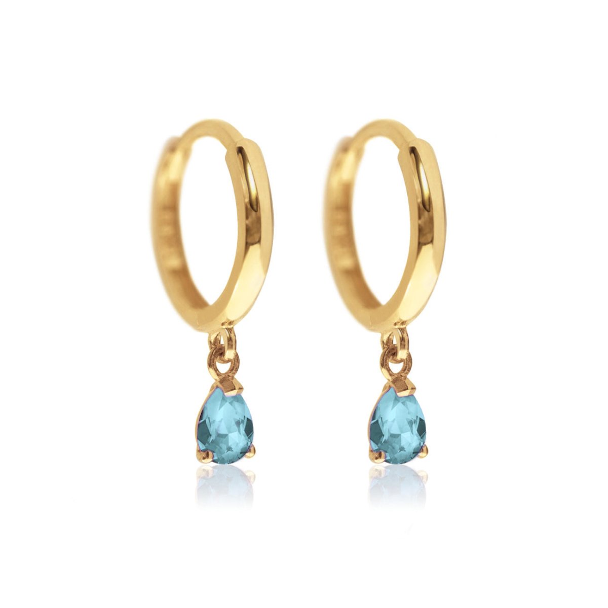 Gemstone Pear Drop Huggies Aquamarine