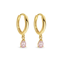 Gemstone Pear Drop Huggies Pink Sapphire