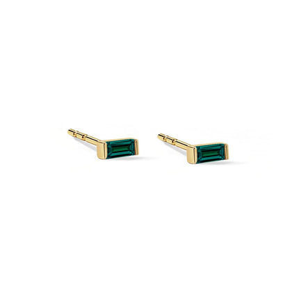 Gemstone Tiny Baguette Studs Emerald