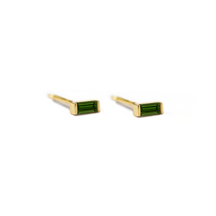 Gemstone Tiny Baguette Studs Emerald