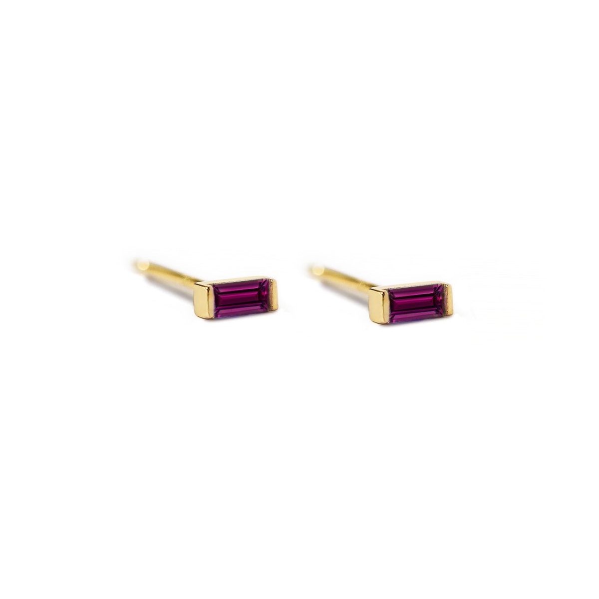 Gemstone Tiny Baguette Studs Ruby