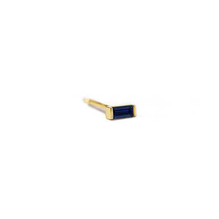 Tiny Baguette Single Stud Blue Sapphire