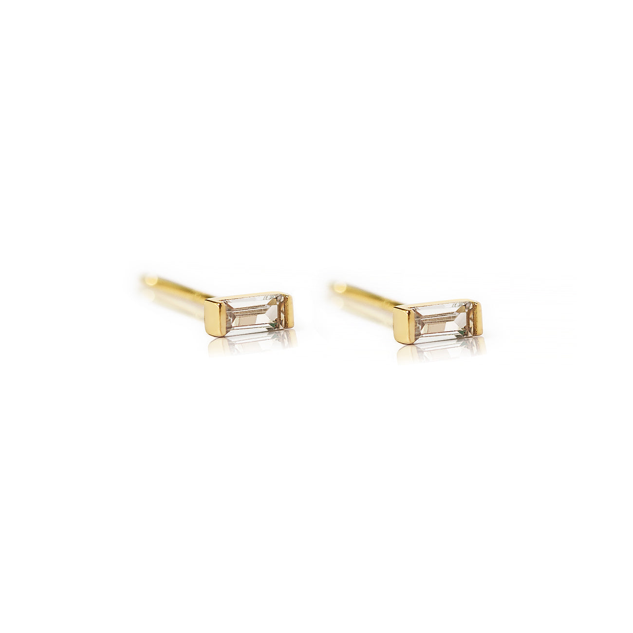 Gemstone Tiny Baguette Studs CZ