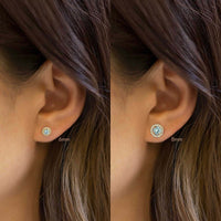 Birthstone Solitaire Halo Studs Aquamarine