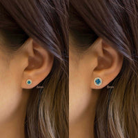 Birthstone Solitaire Halo Studs Blue Zircon