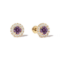 Birthstone Solitaire Halo Studs Alexandrite