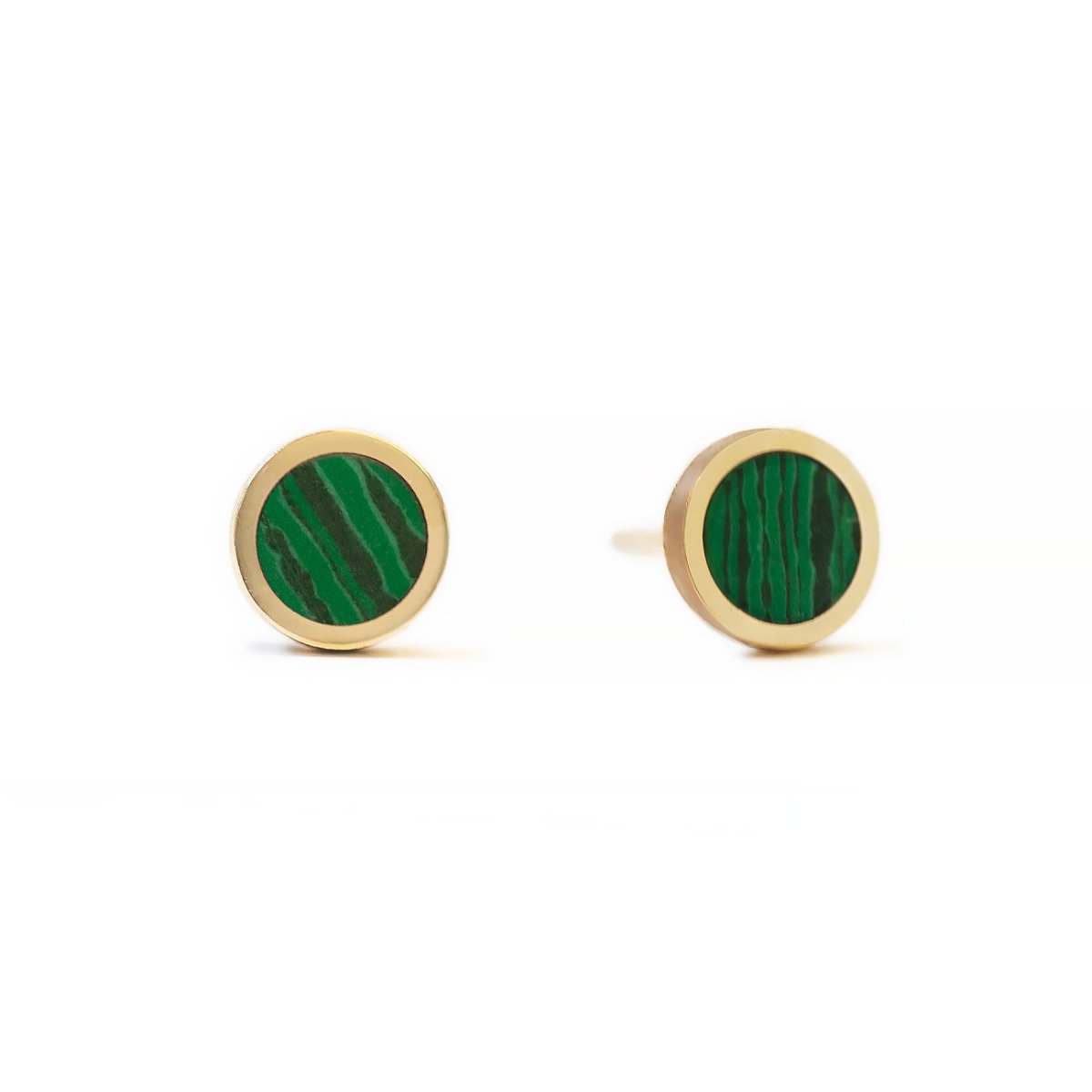 Gemstone Round Studs Malachite