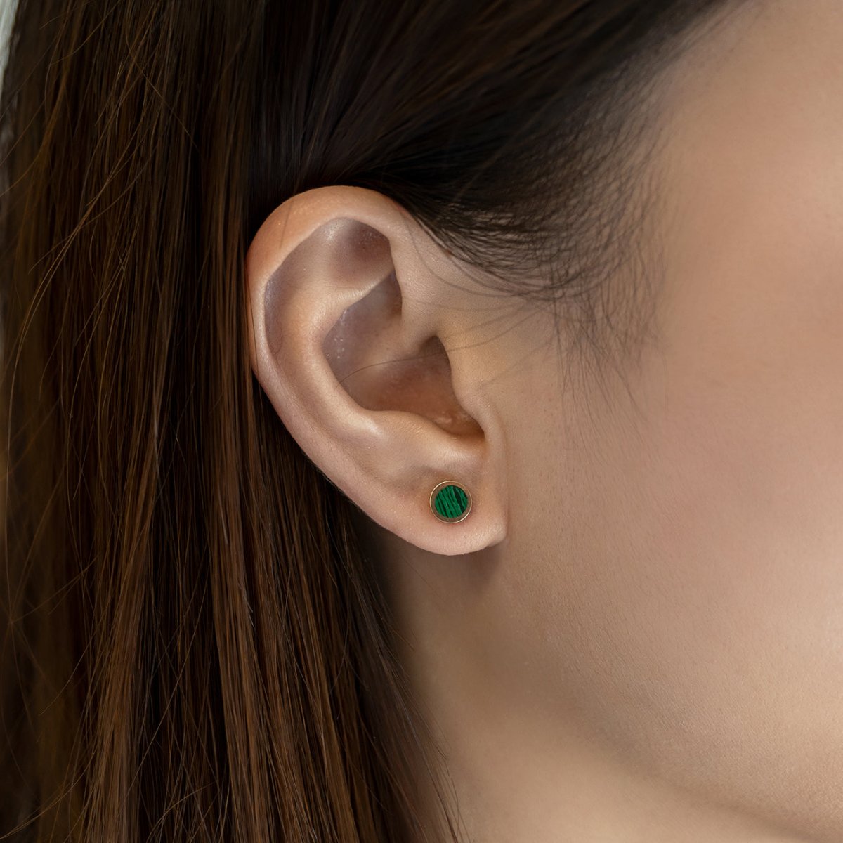 Gemstone Round Studs Malachite