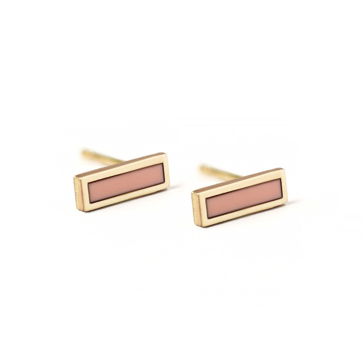 Gemstone Bar Studs Rose Quartz