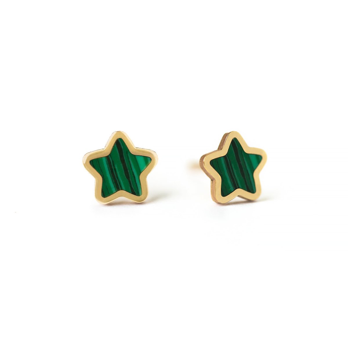 Gemstone Star Studs Malachite