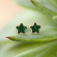 Gemstone Star Studs Malachite