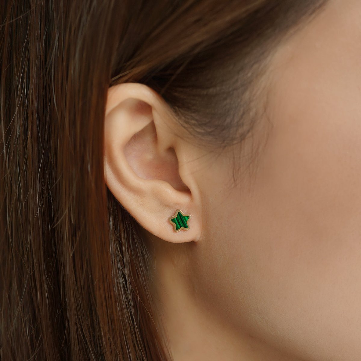 Gemstone Star Studs Malachite