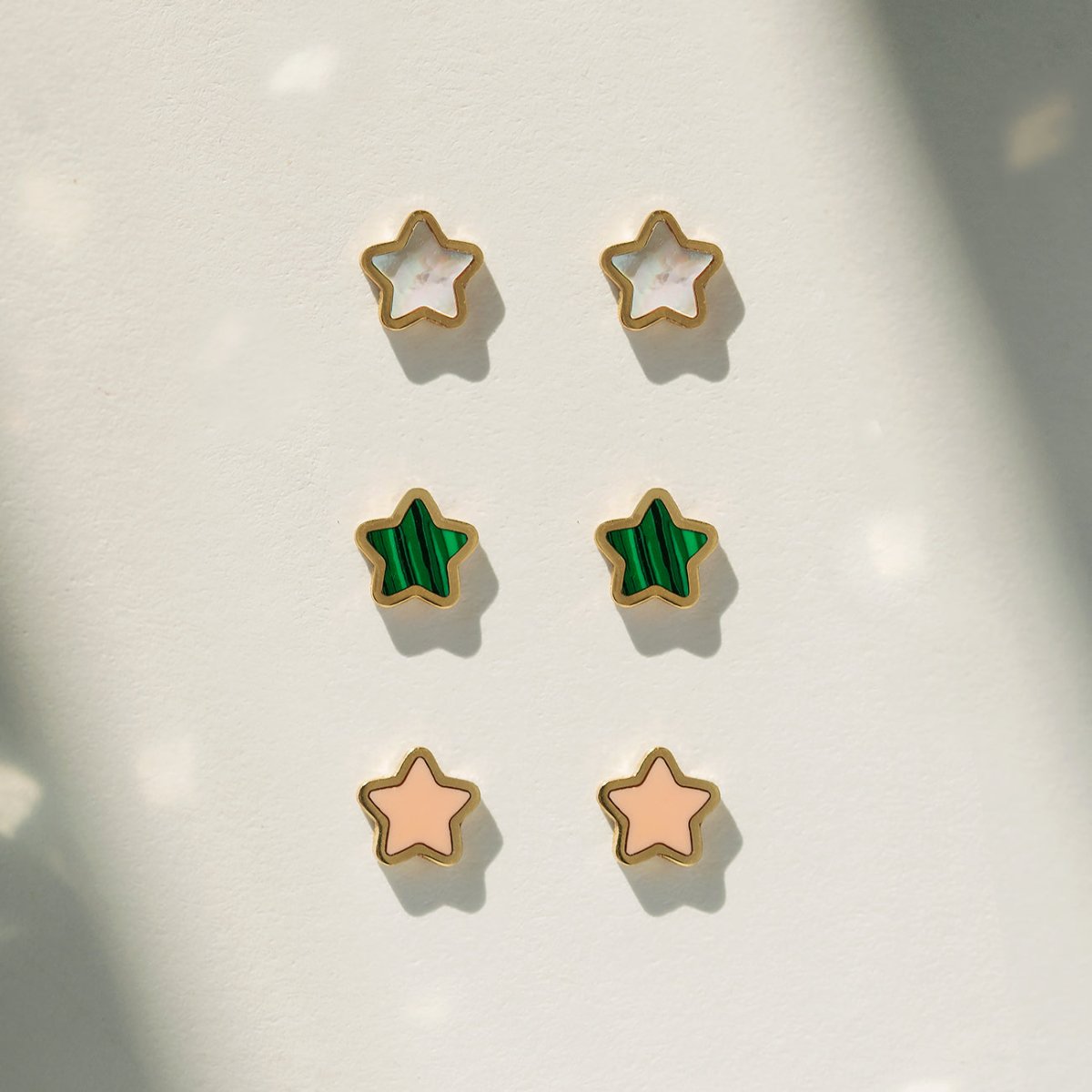 Gemstone Star Studs Rose Quartz