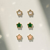 Gemstone Star Studs Malachite