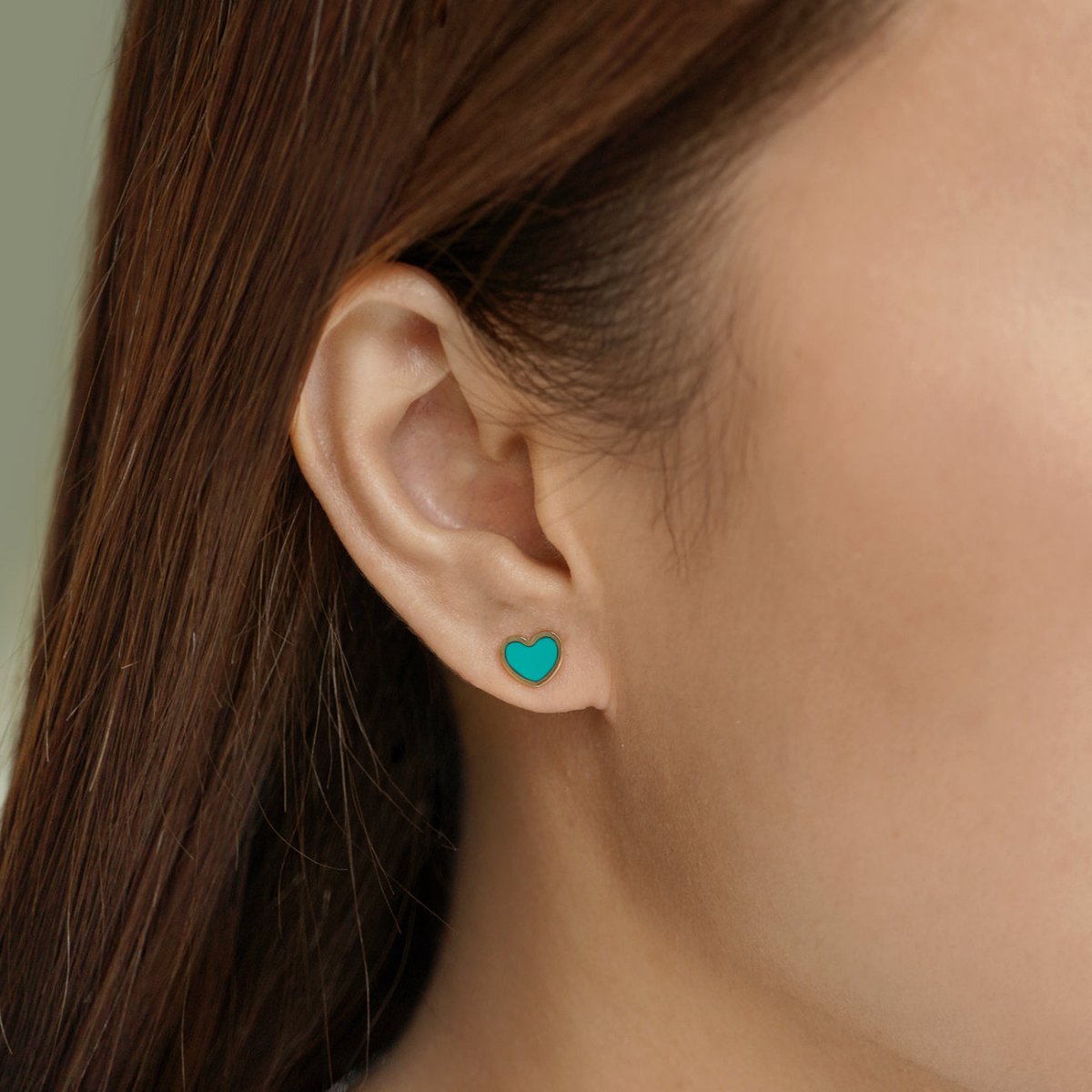 Gemstone Heart Studs Turquoise